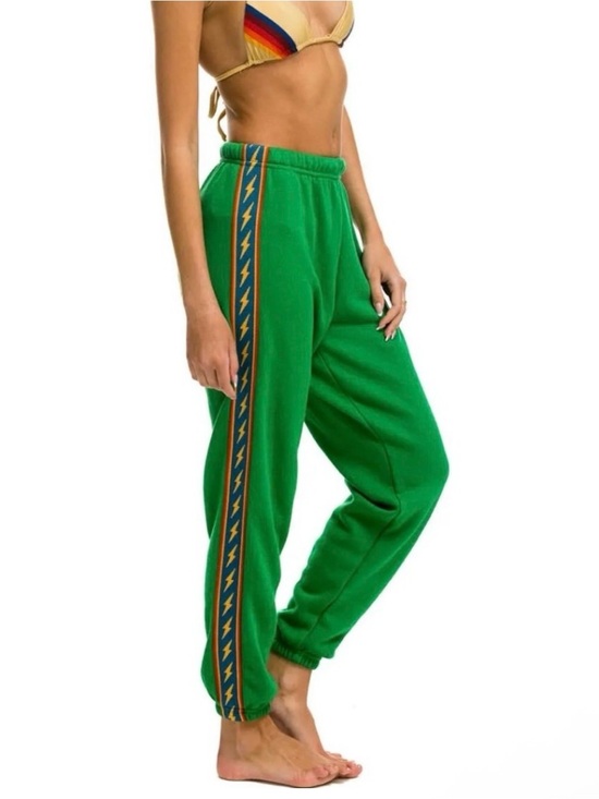 Aviator Nation Pants - Aviator Nation Kelly Green 5 Stripe Bolt Stripe Sweatpant Joggers